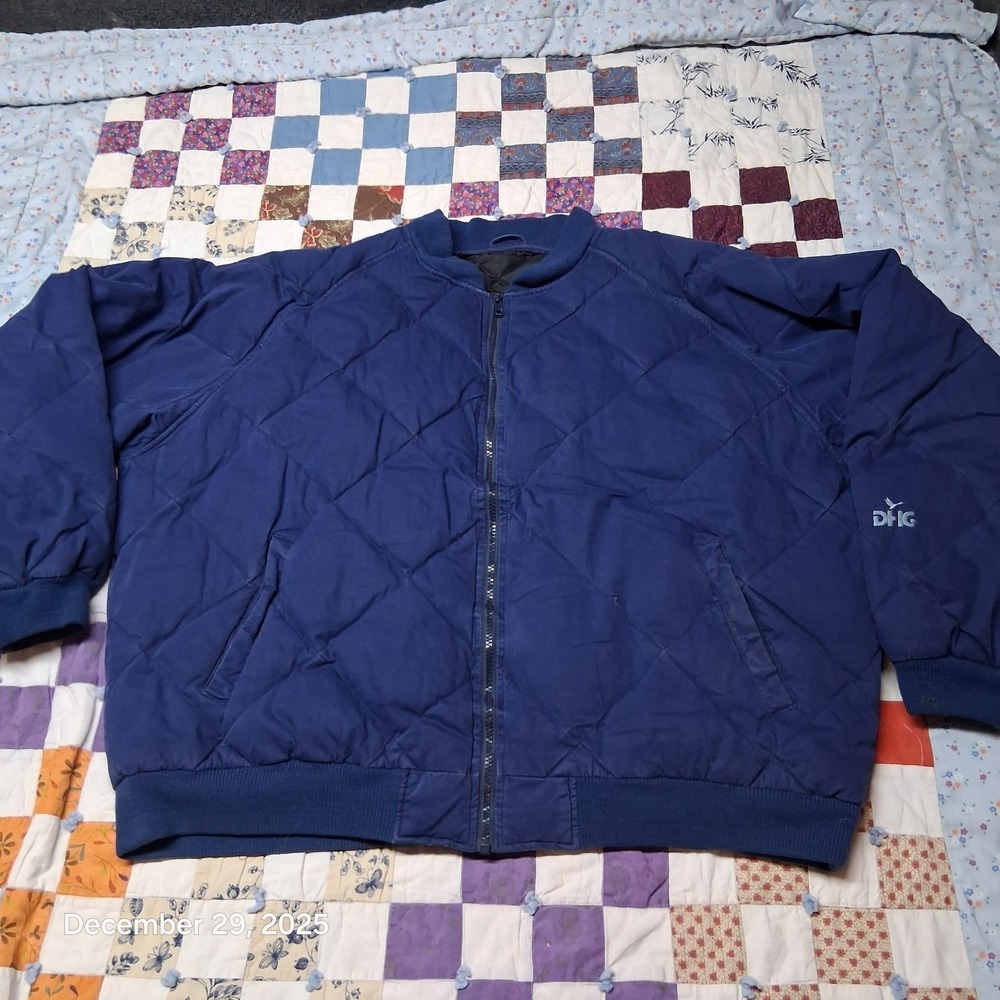 Vintage Dutch Harbor Gear DHG Down Quilted Puffer Jacket Size XL Blue